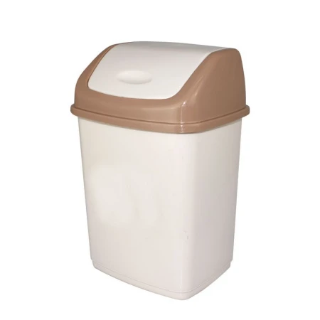 Контейнер для мусора 10л пластик ФАНТАЗИЯ №2 молочный с подвижной крышкой (24) (УРНА №2)