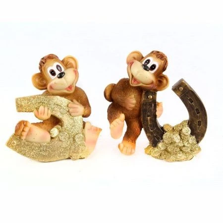 Фигурка Обезьянка с подковой полистоун 9см 4 вида, MY92190 (72)