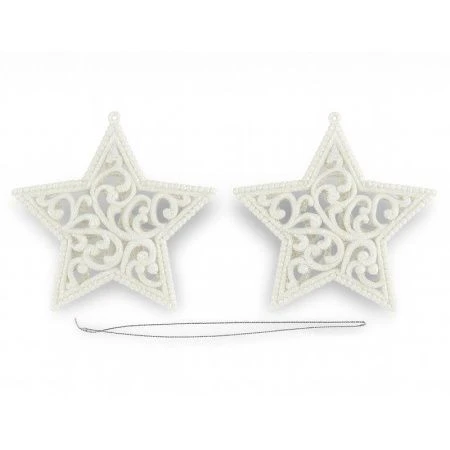 Игрушки новогодние на елку ЗВЕЗДЫ набор 2шт 12*12см пластик белый OSHR20-462/JC-16548 (1200)