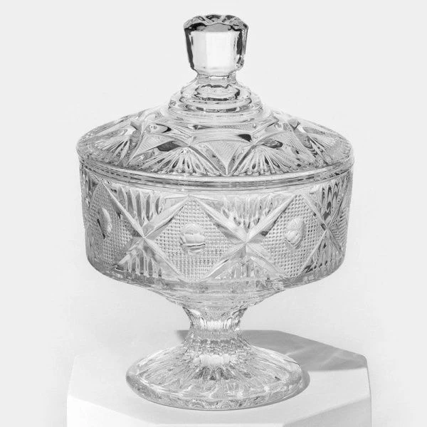 Конфетница 450мл 12*11см стекло в подарочной коробке (24)