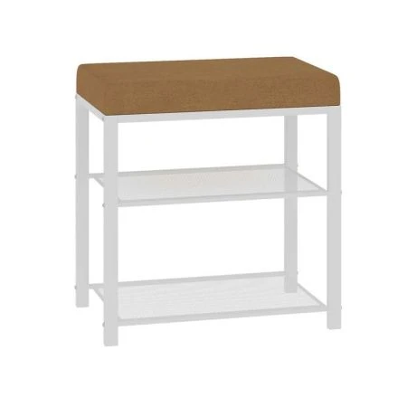 Полка для обуви 3 секции 47*30*49см металл ТОРОНТО 13S каркас белый, сиденье ткань бежевая (1)