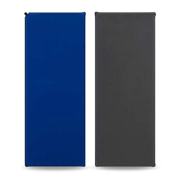 Коврик туристический самонадувающийся ПВХ 65*180*5см велюр синий/серый JC-12088 (10)