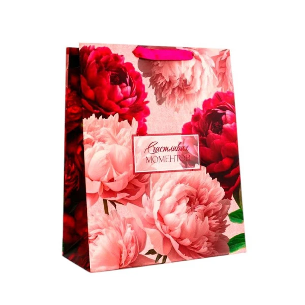 Пакет бумажный 26*32*12см  вертикальный Счастливых моментов (1/200) Пакет бумажный 26*32*12см  вертикальный Счастливых моментов (1/200)