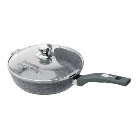 Сковорода 22см алюминий АП PREMIUM GREY с несъемной ручкой стекл.крышка (10)