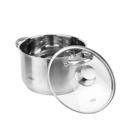 Кастрюля 8,2л 26*15,5см нерж.сталь АФИНА стекл.крышка капсулированное индукционное дно LR02-271