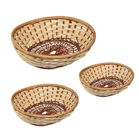 Корзинка плетеная лоза набор 3шт. 21,5*16*6/23*18*7/25*19*8см овальная бежевая (130)