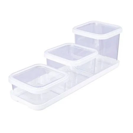 Набор емкостей для сыпучих 3шт 0,4л/0,6/0,9л пластик Cubbo Scandi на подставке белый (8)