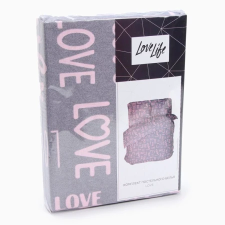 КПБ 1,5сп бязь 100%хлопок LoveLife (пр.153*215, под.145*220, нав.70*70, рис. Love) 125г/м2