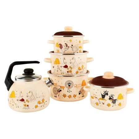 Кастрюля 2л эмаль ПОДВОРЬЕ цилиндрическая ТМ Appetite 6RD161M (8)