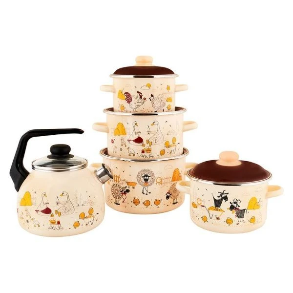 Кастрюля 2л эмаль ПОДВОРЬЕ цилиндрическая ТМ Appetite 6RD161M (8)