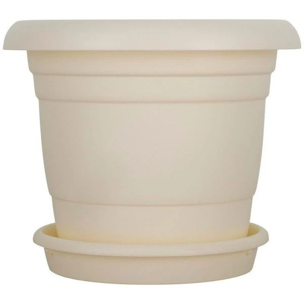 Горшок для цветов 15л пластик Ahena c поддоном белоснежный жасмин (5)