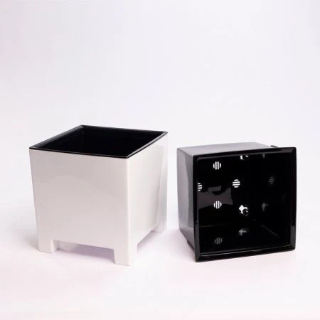 Горшок цветочный 2,1л 14см пластик НАРД с вкладкой белый (8)