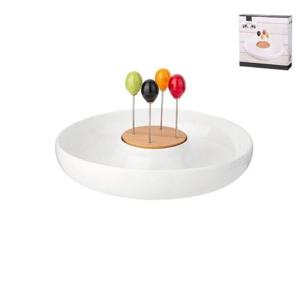 Менажница 2 секции 23*4,5см фарфор NATIVE 4 вилки (12)