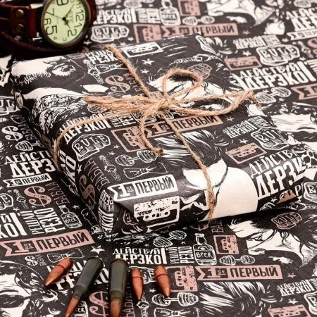 Бумага упаковочная крафт 70*100см Пожелания