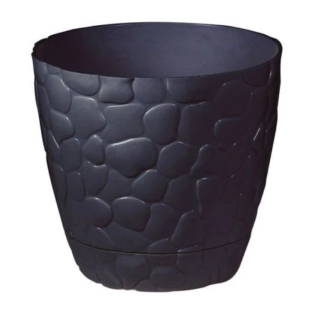 Кашпо 2,6л d180мм пластик КАМНИ коричневый ротанг (12)