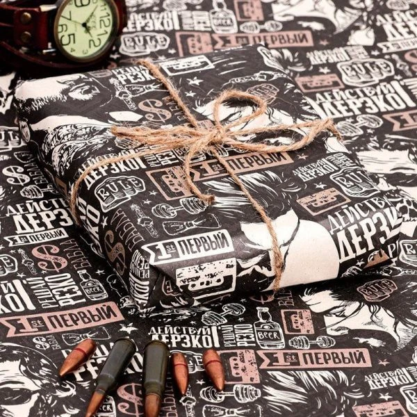 Бумага упаковочная крафт 70*100см Пожелания