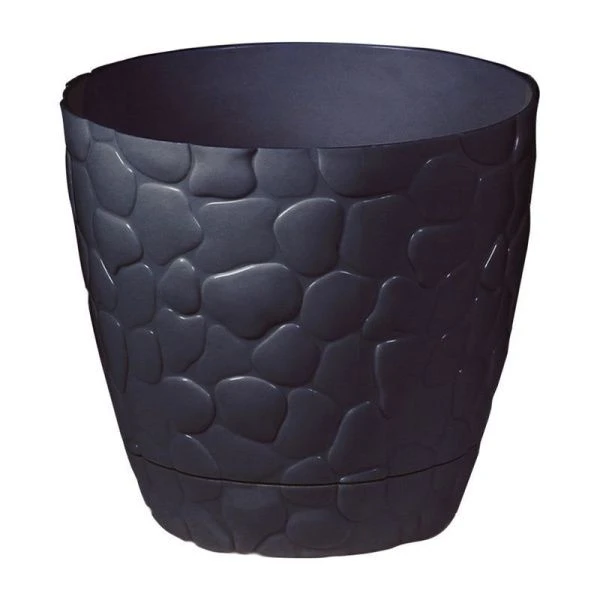 Кашпо 2,6л d180мм пластик КАМНИ коричневый ротанг (12)