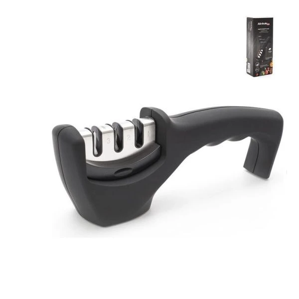 Ножеточка трехзонная 18,5*5,5*5см с алмазным покрытием CHEF`S SELECT черная APK016 (6)