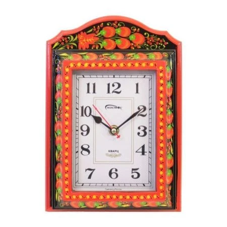 Часы-ключница настенные дерево с хохломской росписью 22*15*9см (1)