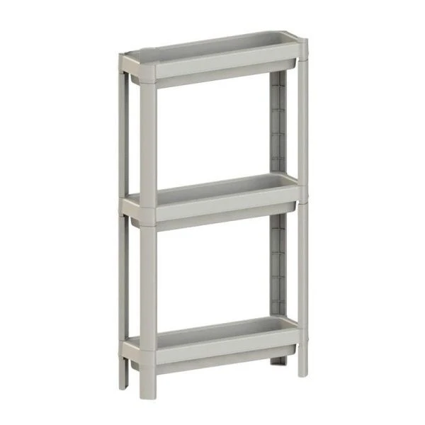 Этажерка прямая 3 секции 398*127*700мм пластик Kleo бежевый (8)