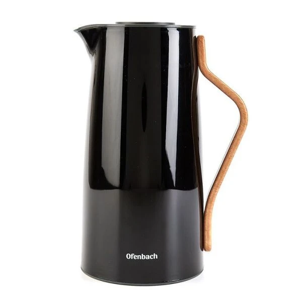 Термос-кувшин 1л пластик стекл.колба черный арт.101328 (12)