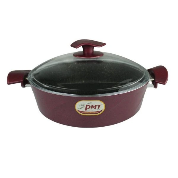 Сотейник 28см алюминий АП МАРИЯ со стекл.крышкой красный кроме индукции