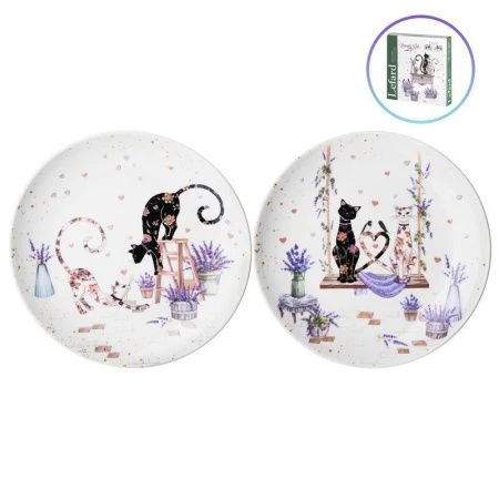 Тарелки мелкие набор 2шт 20,5*2см фарфор ЛАВАНДОВЫЕ КОТЫ десертные (18)
