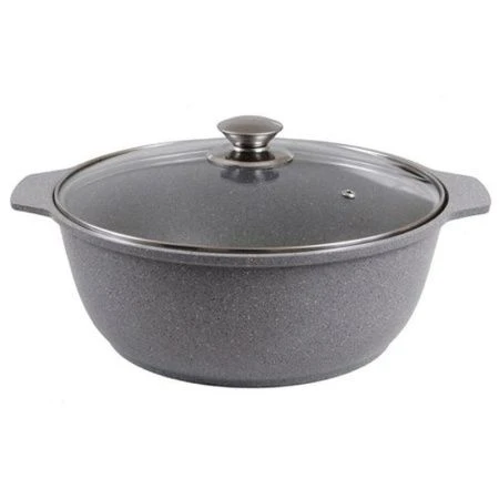 Жаровня 3л алюминий АП светлый мрамор стекл.крышка (5)