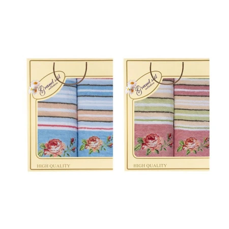 яяяНабор полотенец 2пр 45*90/65*135 махровых Лаура подар.уп. 13-151