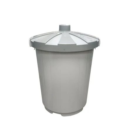 Бак для мусора 105л 55,5*55,5*62,5см пластик серый с крышкой на колесах (8)