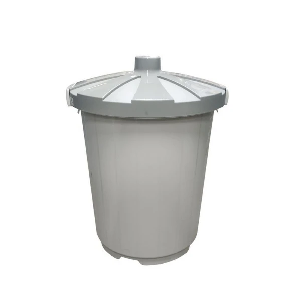 Бак для мусора 105л 55,5*55,5*62,5см пластик серый с крышкой на колесах (8)