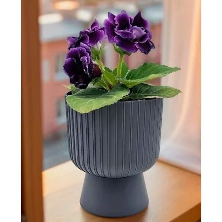 Горшок цветочный 8,6л d25 пластик БЕКЕР антрацит (3)