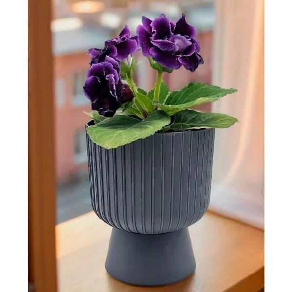 Горшок цветочный 8,6л d25 пластик БЕКЕР антрацит (3)