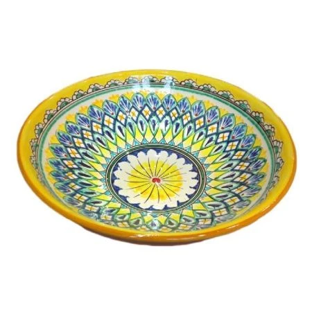 Фруктовница 25см керамика желтая круглая (12)