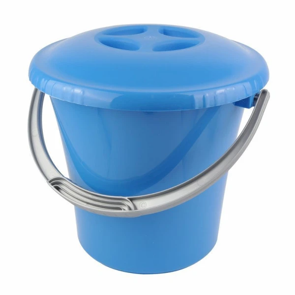 Ведро 7л пластик ЛИБЕРТИ голубое мерное с крышкой (16)