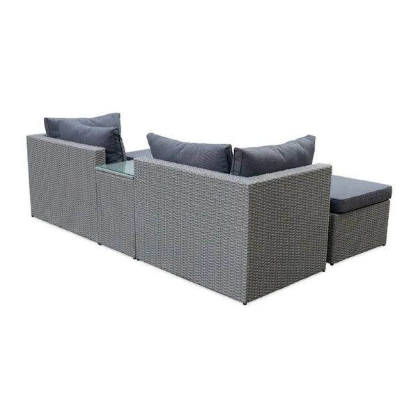 Набор мебели иск.ротанг Драмен (2 угл.кресла+2 пуфа+стол) серо-коричневый, серый арт. GS009 (1)