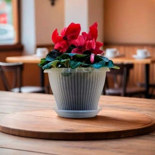 Горшок цветочный 1,6л d17см пластик ГАММА ПЛЮС с поддоном прозрачный 5PL0703 (30)