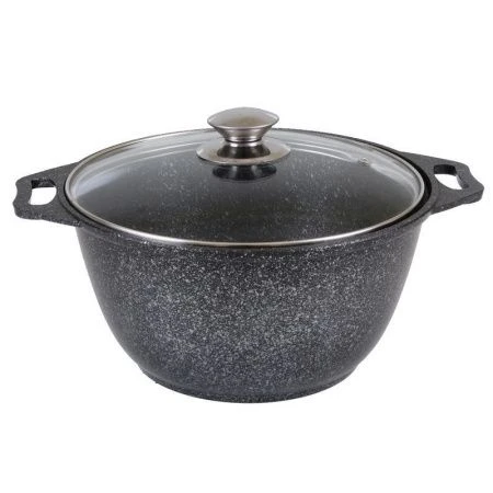 Кастрюля 3л алюминий АП стекл.крышка темный мрамор (3)