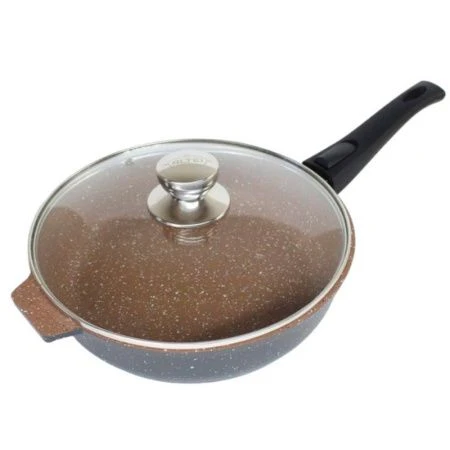 Сковорода 28см алюминий АП Marble evolution brown со съемной ручкой стек.крышкой