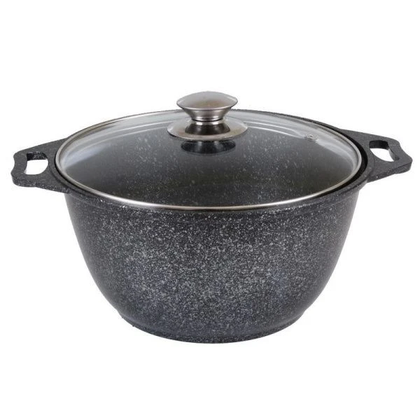 Кастрюля 3л алюминий АП стекл.крышка темный мрамор (3)