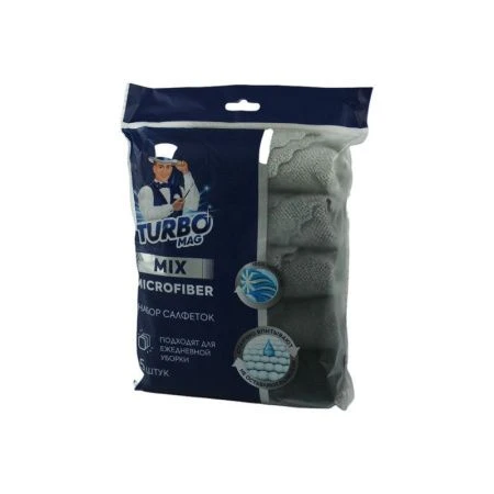Салфетка универсальная 5шт 30*30см микрофибра TURBOMAG MIX (45)
