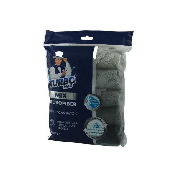 Салфетка универсальная 5шт 30*30см микрофибра TURBOMAG MIX (45)