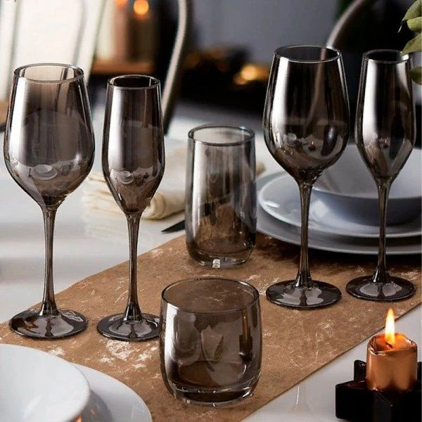 Бокалы для вина набор 6шт 350мл стекло СИЯЮЩИЙ ГРАФИТ (2)