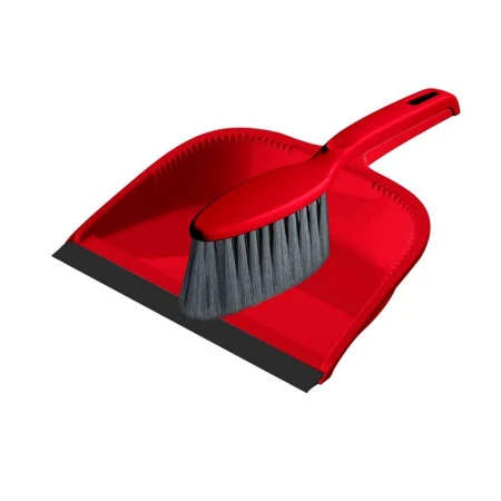 Щетка-сметка пластик/нейлон Rimo с совком с кромкой красный (14) 221241406/03
