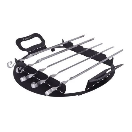 Подставка для шампуров на учаг для казана сталь 12л (с шампурами 5шт.) Подставка для шампуров на учаг для казана сталь 12л (с шампурами 5шт.)