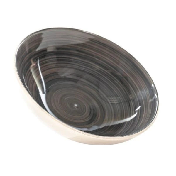 Тарелка глубокая 590мл 18см керамика Аэрография СЕРЕБРО (6/36)