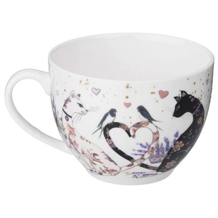 Чайный набор 4пр фарфор ЛАВАНДОВЫЕ КОТЫ на 2 персоны 275мл (16)