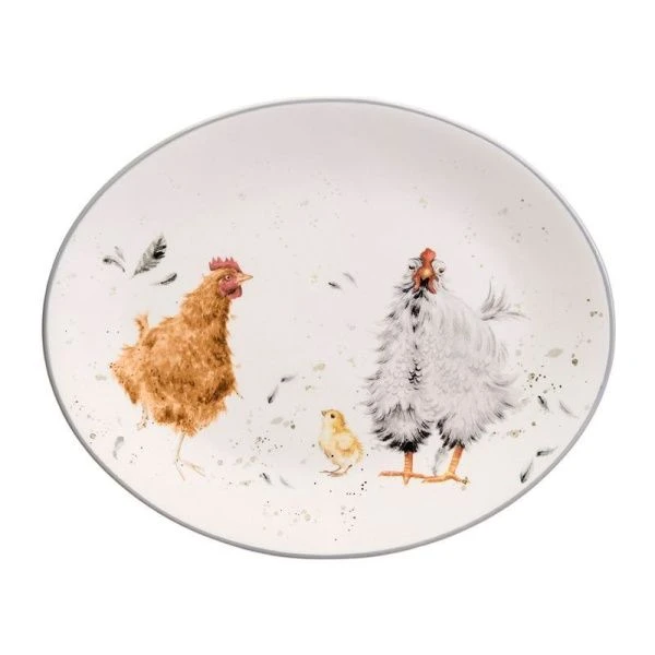 Блюдо 31,5*25,5*3см керамика FUNNY HENS овальное (12)