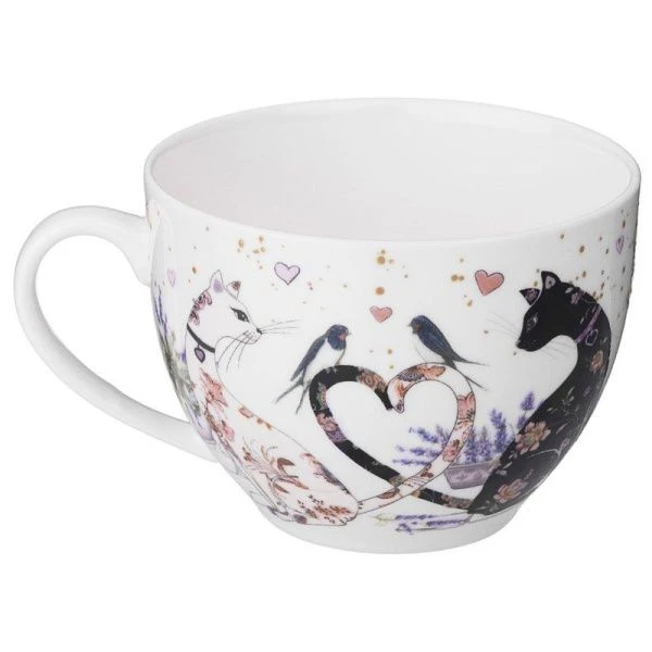 Чайный набор 4пр фарфор ЛАВАНДОВЫЕ КОТЫ на 2 персоны 275мл (16)