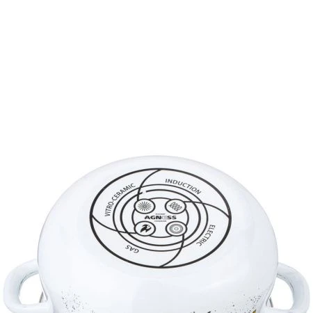 Кастрюля 2,8л эмаль Family Farm с крышкой 20см выс.12см (6)